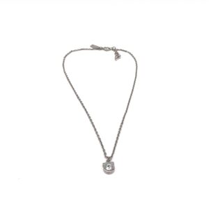 Salvatore Ferragamo Silver pendant necklace with crystal charm