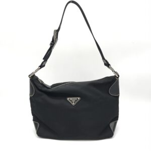 Prada Black Nylon Shoulder Bag with Silver Accents