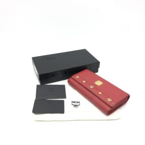 Prada Elegant red leather wallet with studs