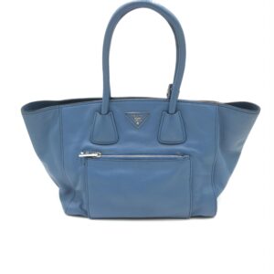 Prada Blue leather tote bag with pocket