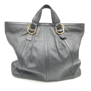 Bulgari - Large leather tote with gold accents